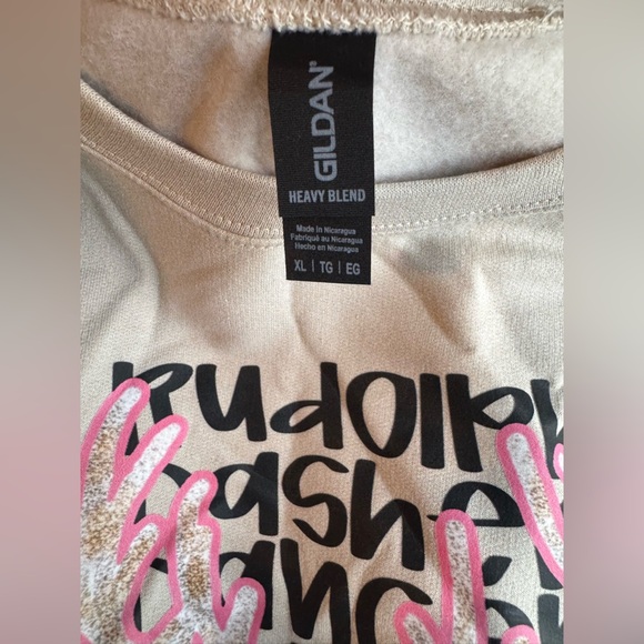 Gildan Beige Graphic Sweatshirt with Pink Accents - Picture 2 of 2
